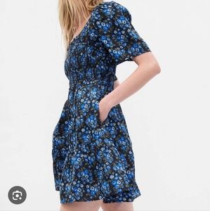 Gap Blue Floral Smocked Dress - Size Medium